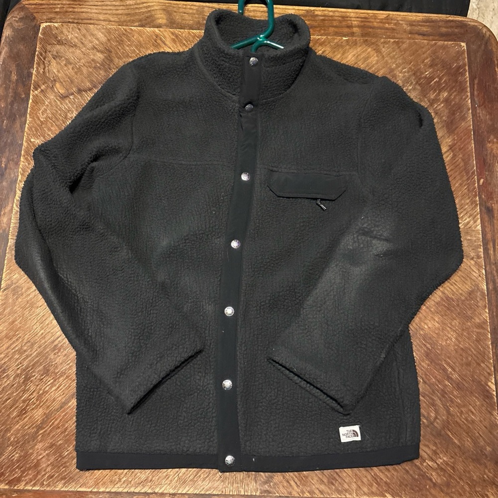 North Face Men's Button Up Jacket Black Size Small